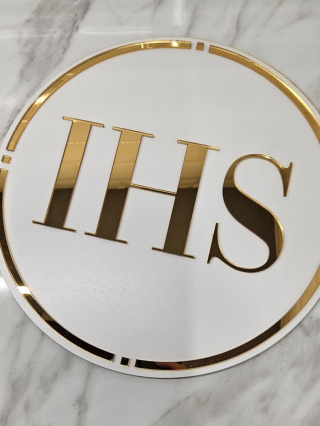Tarcza tabliczka okrągła z napisem IHS | Na komunię