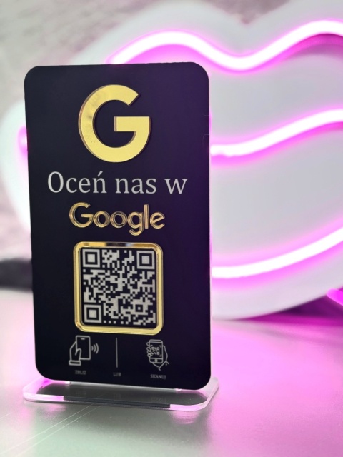 Prezenter stand stojak na recepcję z kodem QR i NFC - Oceń nas w Google | KONFIGURATOR Prezenter stand stojak na recepcję z kodem QR i NFC - Oceń nas w Google | KONFIGURATOR