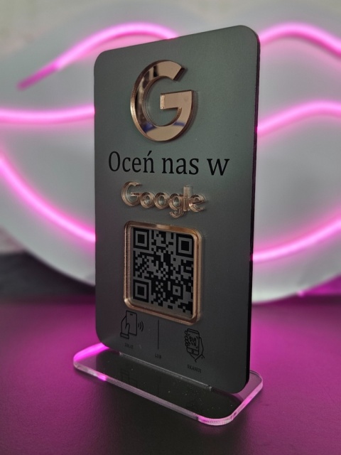Prezenter stand stojak na recepcję z kodem QR i NFC - Oceń nas w Google | KONFIGURATOR Prezenter stand stojak na recepcję z kodem QR i NFC - Oceń nas w Google | KONFIGURATOR