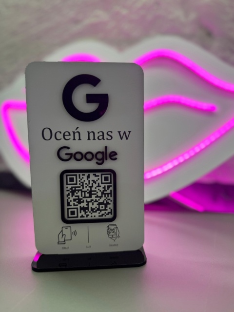 Prezenter stand stojak na recepcję z kodem QR i NFC - Oceń nas w Google | KONFIGURATOR Prezenter stand stojak na recepcję z kodem QR i NFC - Oceń nas w Google | KONFIGURATOR