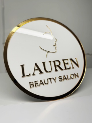 Okrągły szyld tablica z logo z plexi na ścianę | KONFIGURATOR