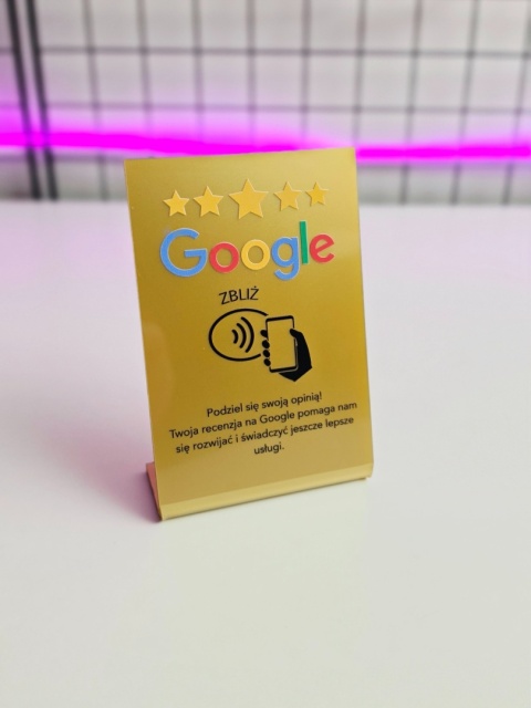 Prezenter stand stojak tabliczka z kodem QR i NFC - Google | KONFIGURATOR